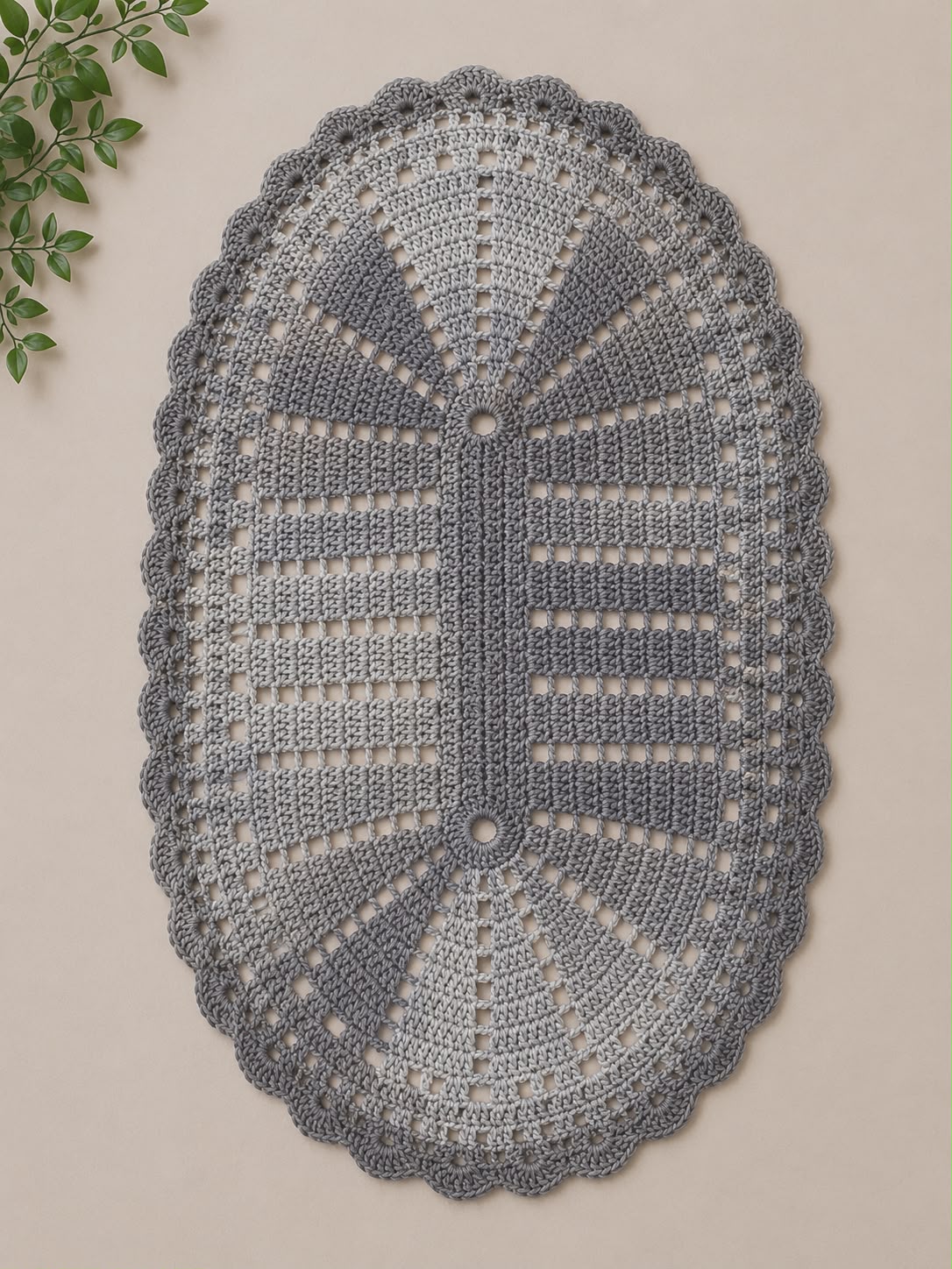 Handmade crochet oval doily